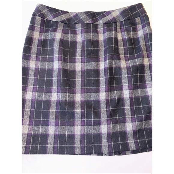 Chadwicks of Boston Women Skirt 12P Purple Plaid Wool Blend Straight Pencil Mini - Picture 1 of 6